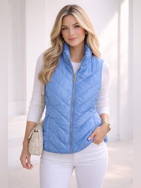 Michael Kors Quilted Puffer Vest Blueberry Preppy Classic Cozy Luxury Layering